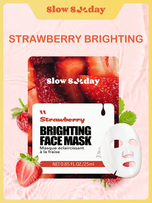 SLOWSUNDAY™ 1PC Strawberry Face Mask, Fresh Fruit Fusion Series,Hydrating, Moisturizing,Anti-Aging,Brighting,Soothing,Korean Mask, for Woman,Men
